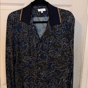 REISS Majesty Floral Slim Fit Shirt Black Size M Like New